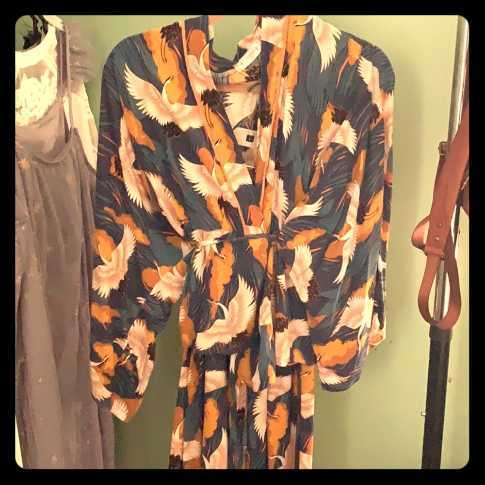 2/$20 Crane & floral kimono pajama set